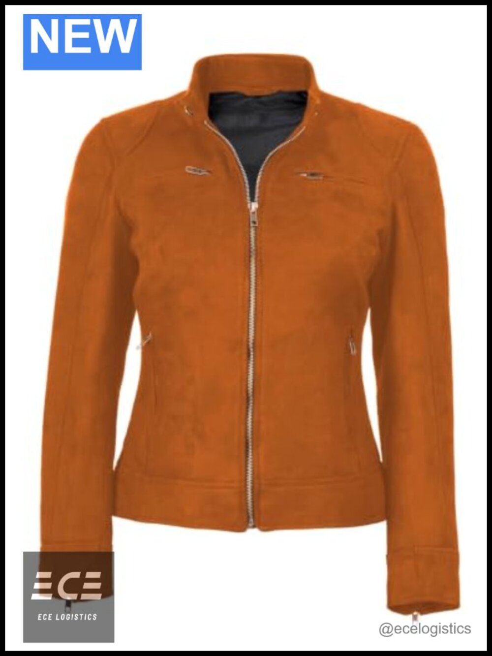 Faux Suede Cafe Racer Jacket Zip Up Band Collar Casual Outerwear